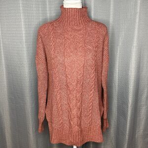 Maurices Women's Rust Detailed Knit Turtleneck Sweater Oversized XS